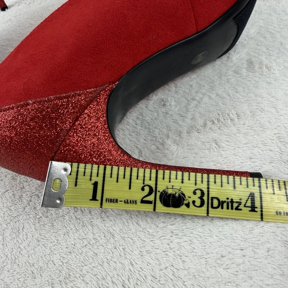 Marc Fisher Red Suede‎ Pumps Glitter Stiletto Heels Size 8.5M